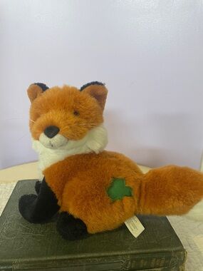 Plush Fox Plushie with Green Clover Patch